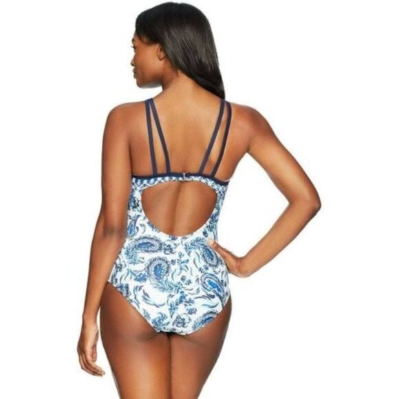 Coastal Blue Floral/Paisley One Piece Swimsuit S - Picture 3 of 3